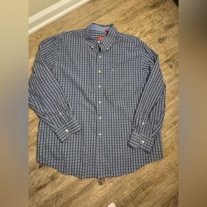 Izod Navy and White Plaid Button Down Shirt
